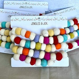 Wool ball garland, boho garland